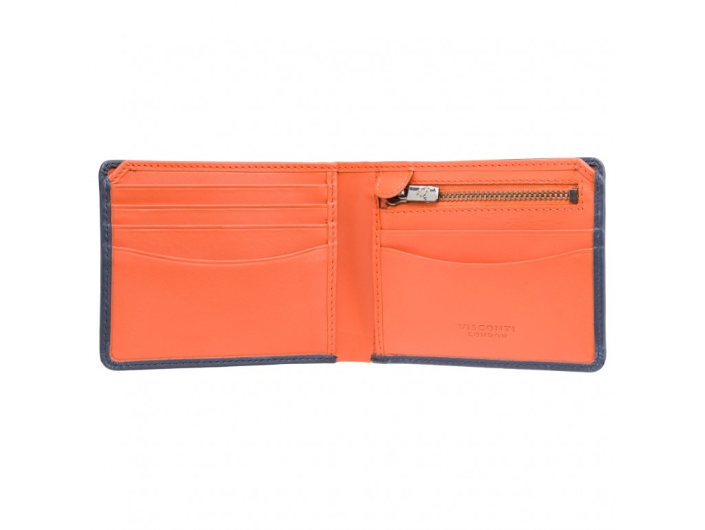 Кошелек мужской Visconti PLR72 Segesta c RFID (Steel Blue-Orange) - Royalbag