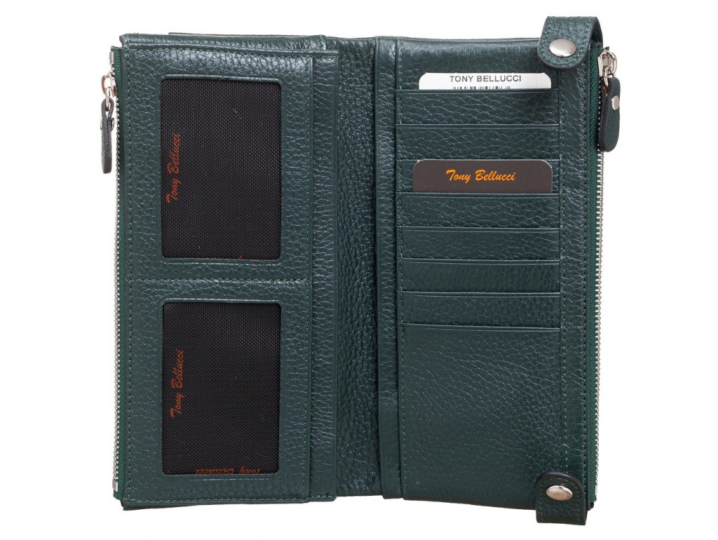 Кошелек женский кожаный Tony Bellucci T800-1005 зеленый - Royalbag