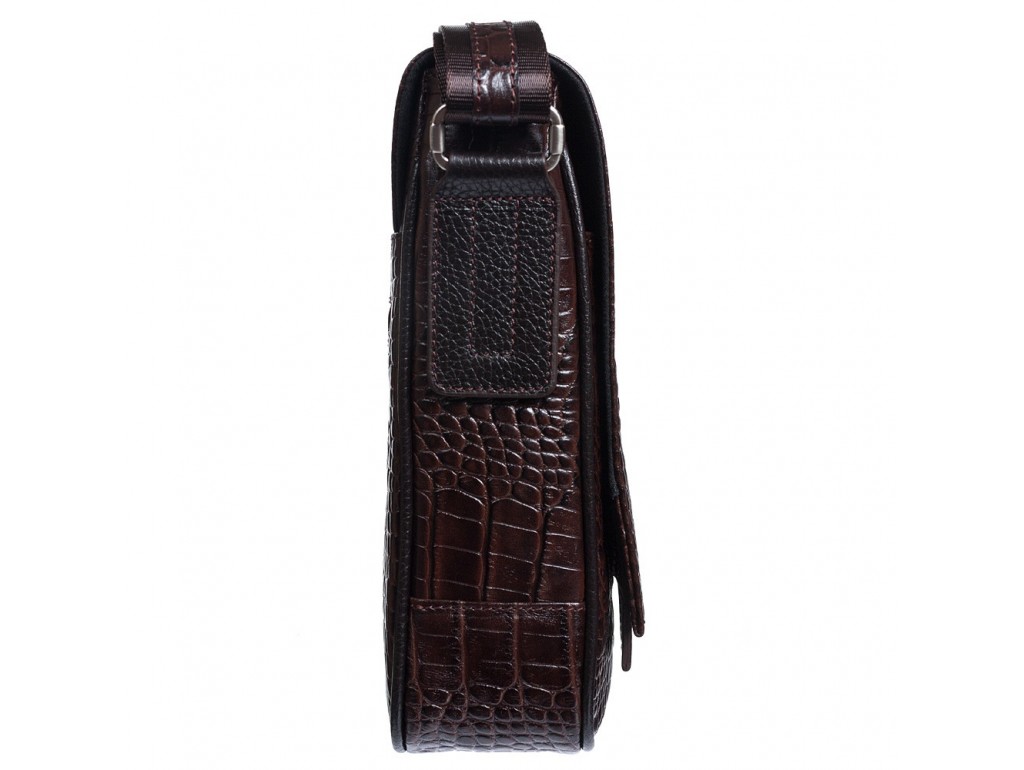 Барсетка мягкая кожаная DESISAN 420-19 коричневый кроко - Royalbag