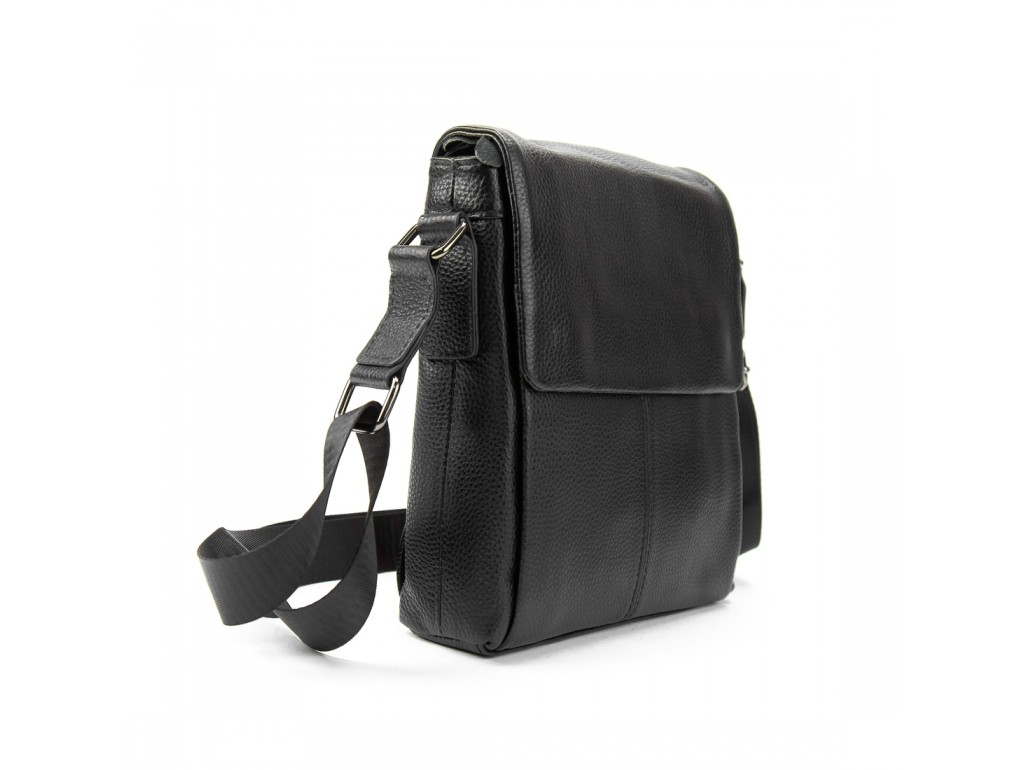 Сумка Tiding Bag A25F-FL-871A черная из натуральной кожи зернистой фактуры - Royalbag