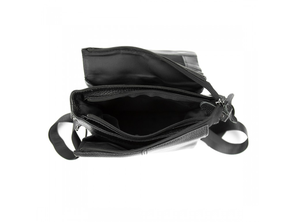 Сумка Tiding Bag A25F-FL-871A черная из натуральной кожи зернистой фактуры - Royalbag
