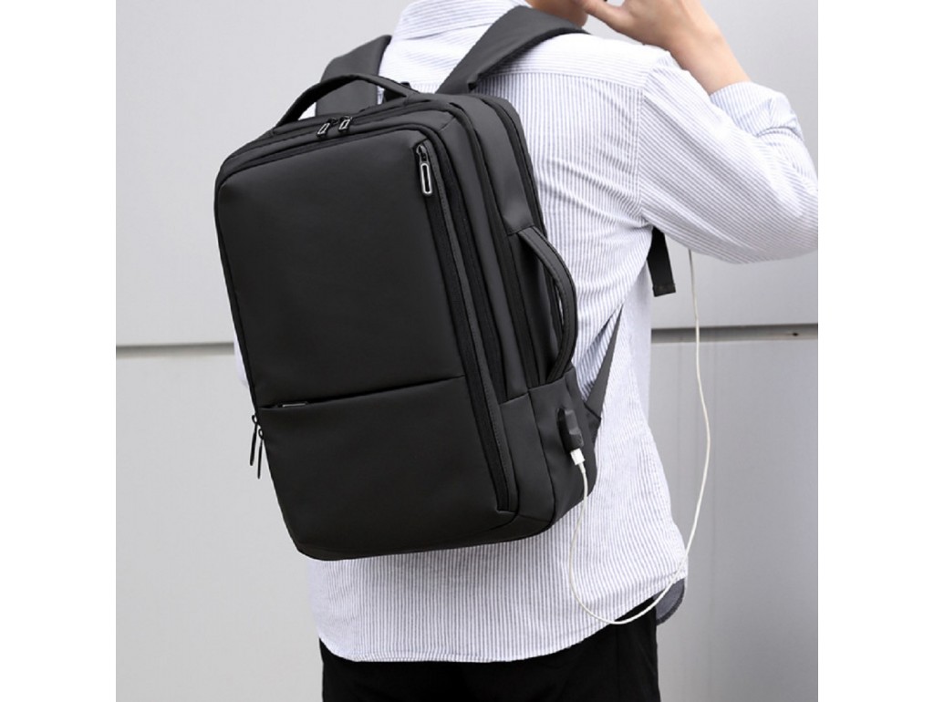 Великий текстильний чорний рюкзак Confident ANT02-2021-2A - Royalbag