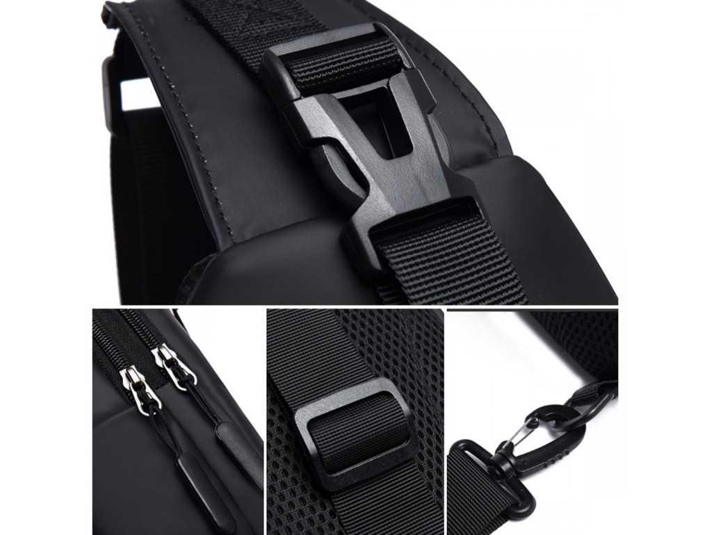 Сумка слінг текстильна чорного кольору Confident AT01-T-899-9A - Royalbag