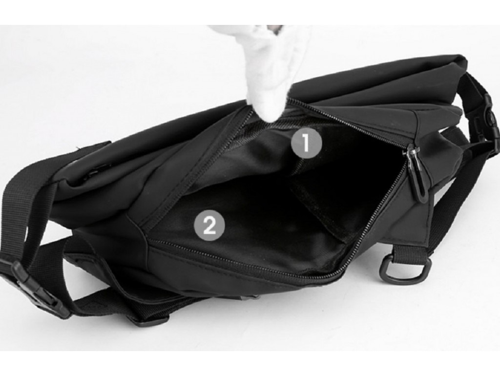 Сумка-слинг текстильная черного цвета Confident AT05-T-413A - Royalbag