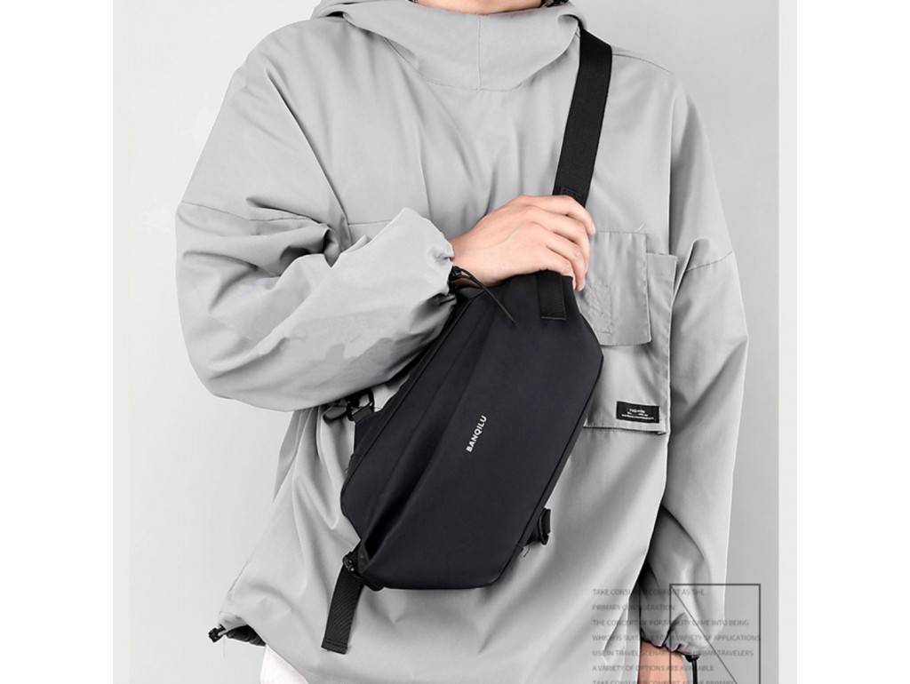 Сумка-слинг текстильная черного цвета Confident AT05-T-413A - Royalbag