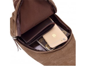 Мужская тканевая сумка-слинг коричневая Confident AT06-T-003C - Royalbag