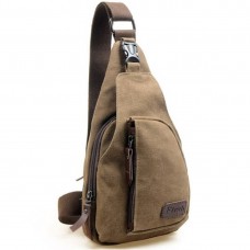 Мужская тканевая сумка-слинг коричневая Confident AT06-T-003C - Royalbag Фото 2