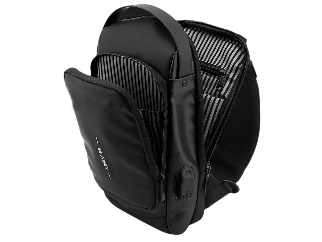 Текстильна сумка-слінг чорного кольору Confident AT08-1232A - Royalbag