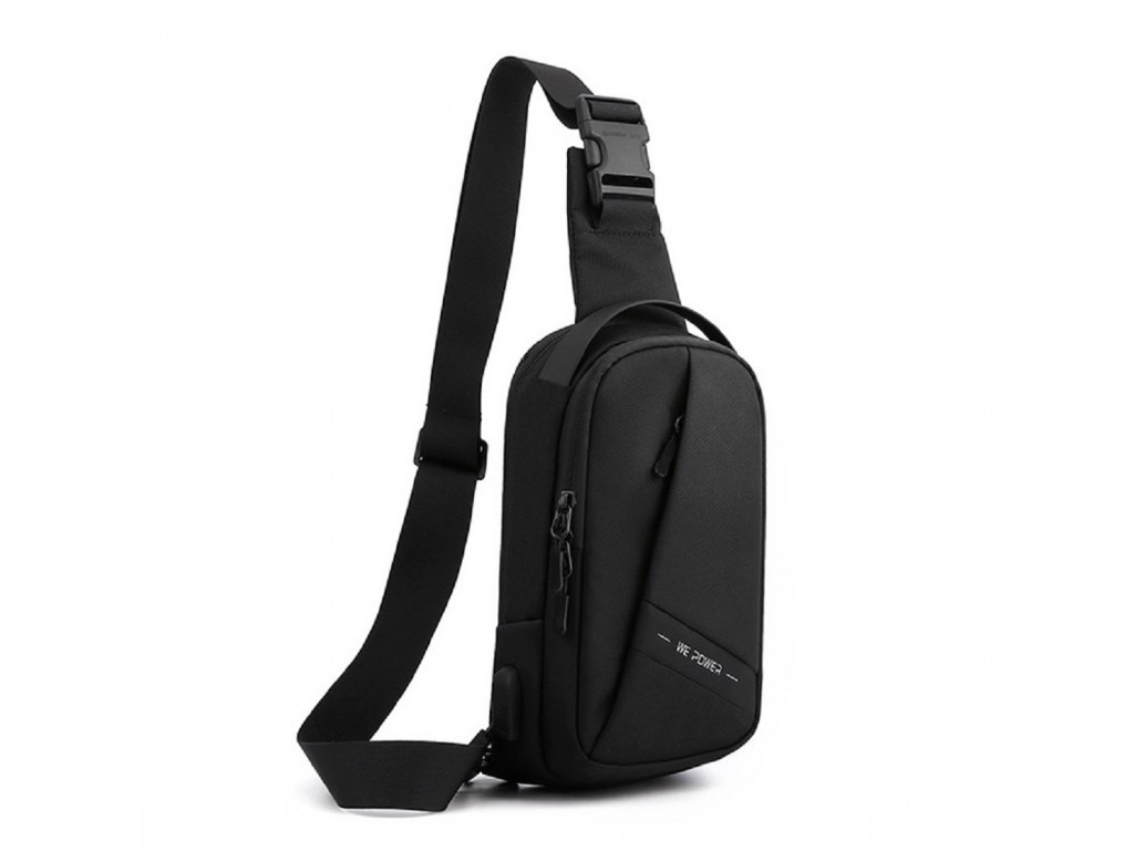 Текстильная сумка-слинг черного цвета Confident AT08-2113A - Royalbag Фото 1