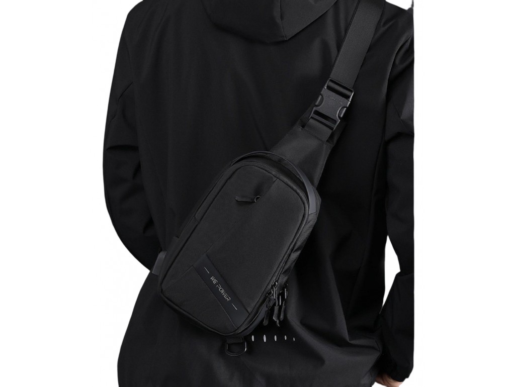 Текстильна сумка-слінг чорного кольору Confident AT08-2113A - Royalbag
