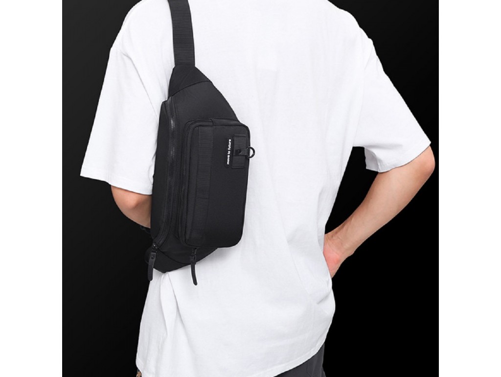 Классическая текстильная сумка на пояс черная Confident AT09-20516A - Royalbag