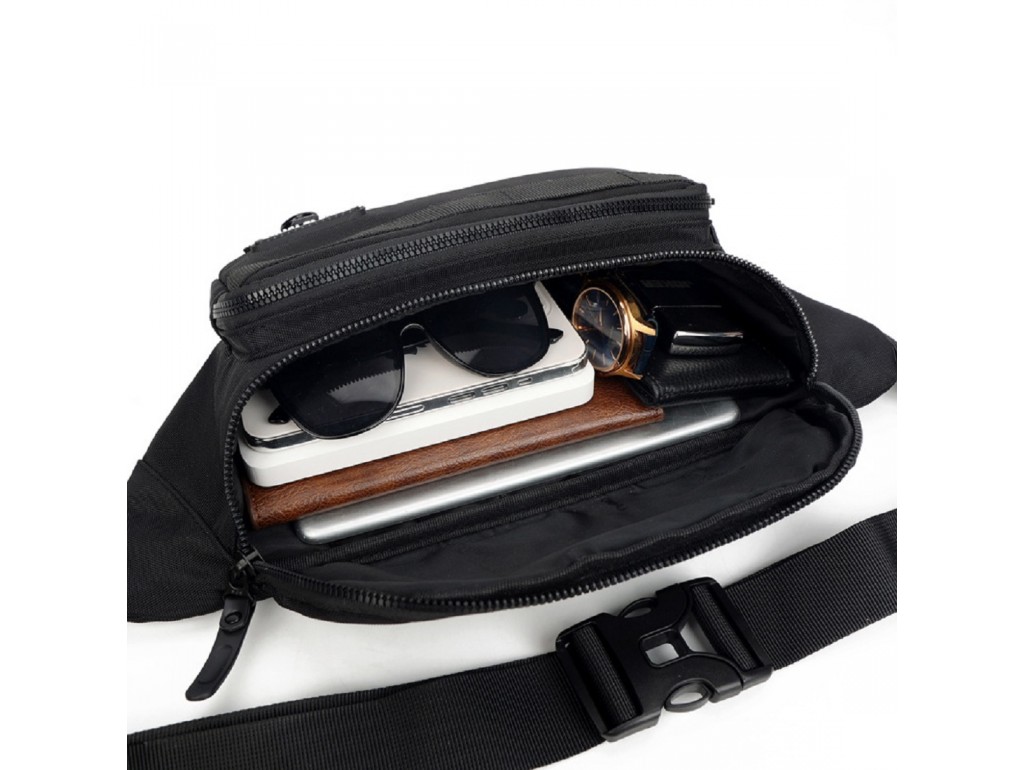Класична текстильна сумка на пояс чорна Confident AT09-20516A - Royalbag