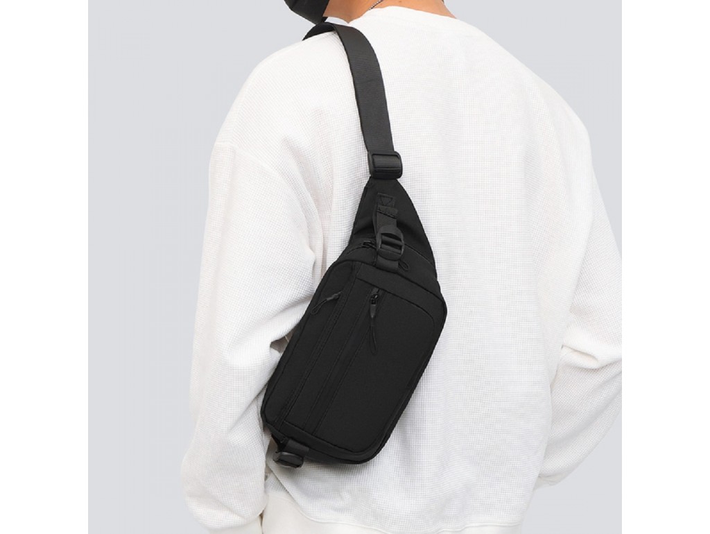 Мужская текстильная сумка на пояс черная Confident AT09-23225A - Royalbag