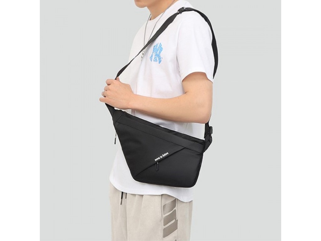 Стильна чорна сумка на пояс Confident AT09-T-23343A - Royalbag
