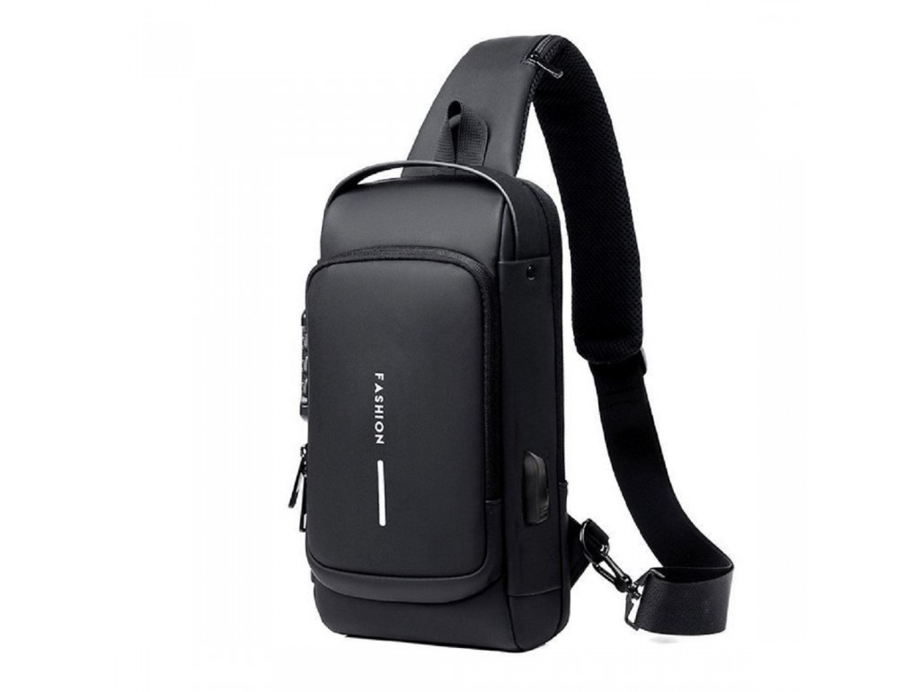 Текстильная сумка-слинг черного цвета Confident AT09-T-23916A - Royalbag Фото 1