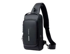 Текстильная сумка-слинг черного цвета Confident AT09-T-23916A - Royalbag