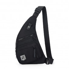 Тонкая текстильная сумка-слинг черного цвета Confident AT09-T-HD-23370A - Royalbag