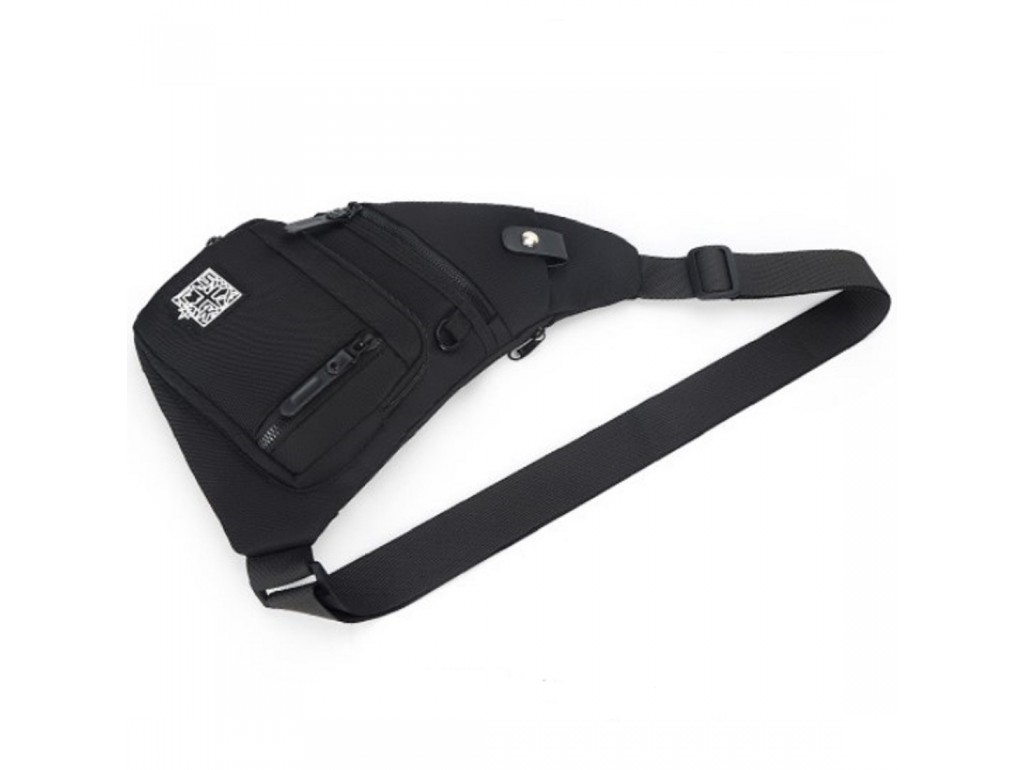 Тонкая текстильная сумка-слинг черного цвета Confident AT09-T-HD-23370A - Royalbag