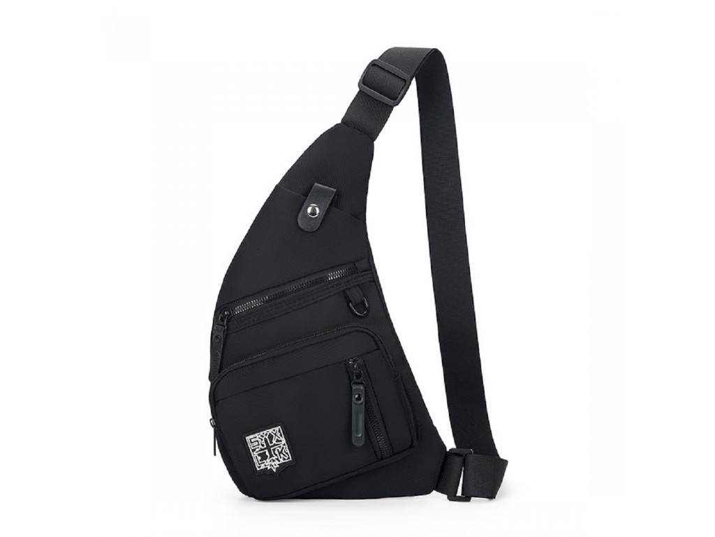 Тонка текстильна сумка-слінг чорного кольору Confident AT09-T-HD-23370A - Royalbag Фото 1