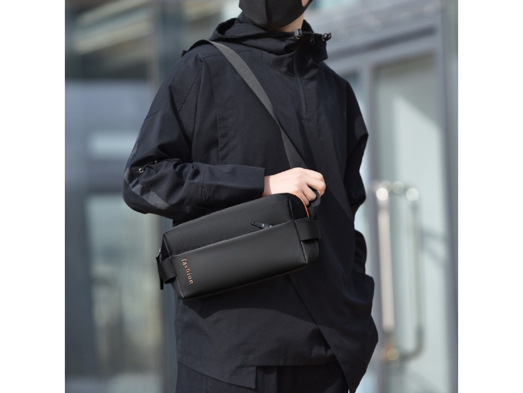 Текстильная сумка слинг черного цвета Confident ATN02-Z0344A - Royalbag