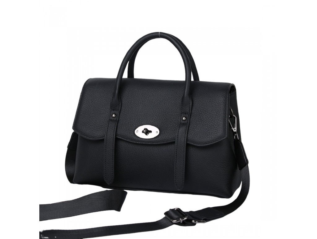 Класична жіноча шкіряна чорна сумка Olivia Leather B24-W-8329A - Royalbag Фото 1