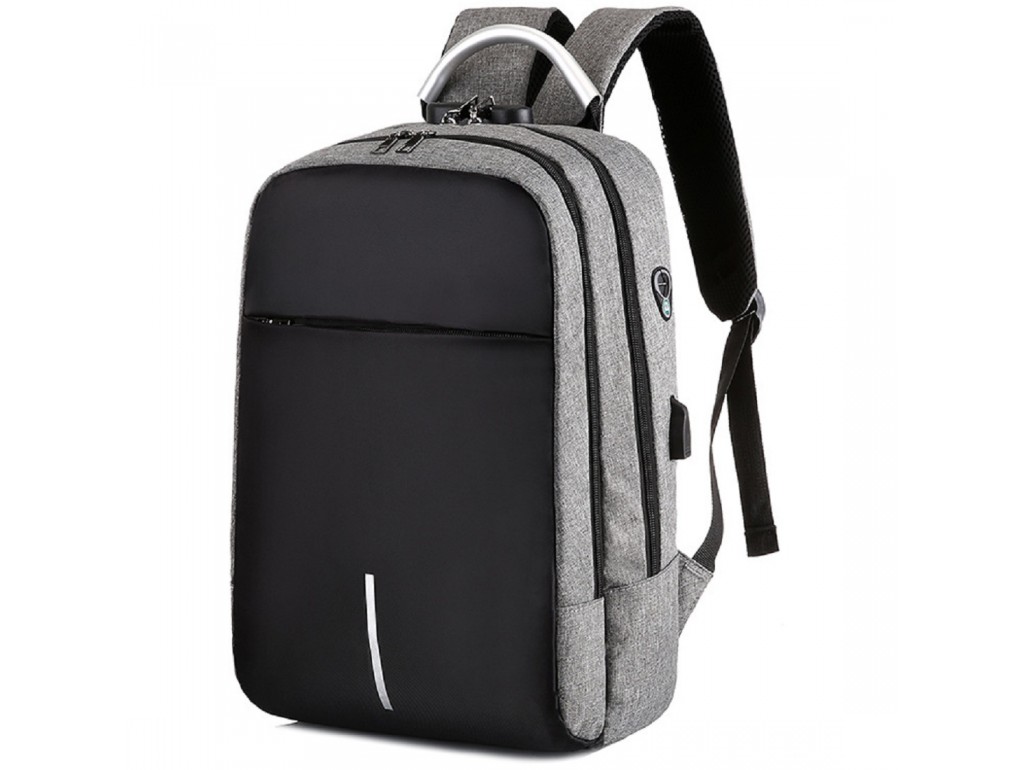 Текстильний сірий чоловічий рюкзак для ноутбука Tiding Bag BPT01-CV-9006G - Royalbag Фото 1