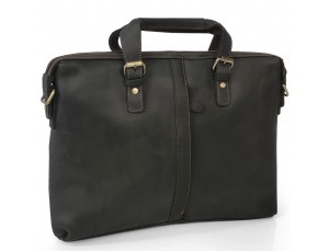 Стильная сумка для ноутбука Tiding Bag D4-004A из натуральной лошадиной кожи черного цвета - Royalbag
