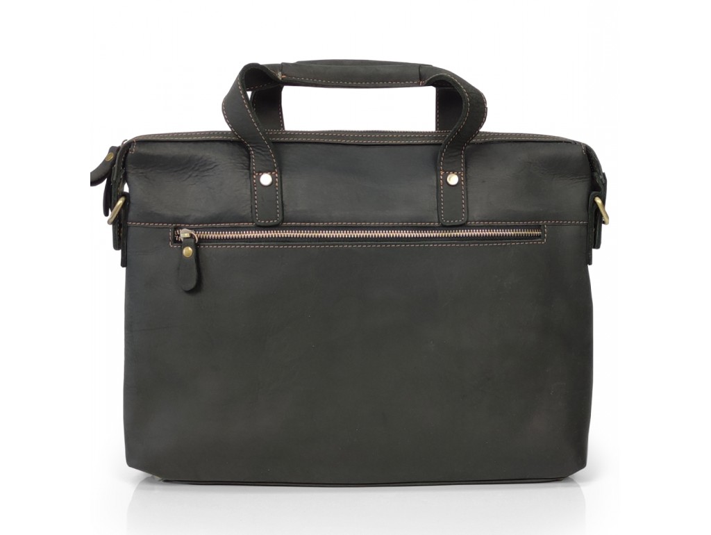 Стильна сумка для ноутбука Tiding Bag D4-004A із натуральної кінської шкіри чорного кольору - Royalbag