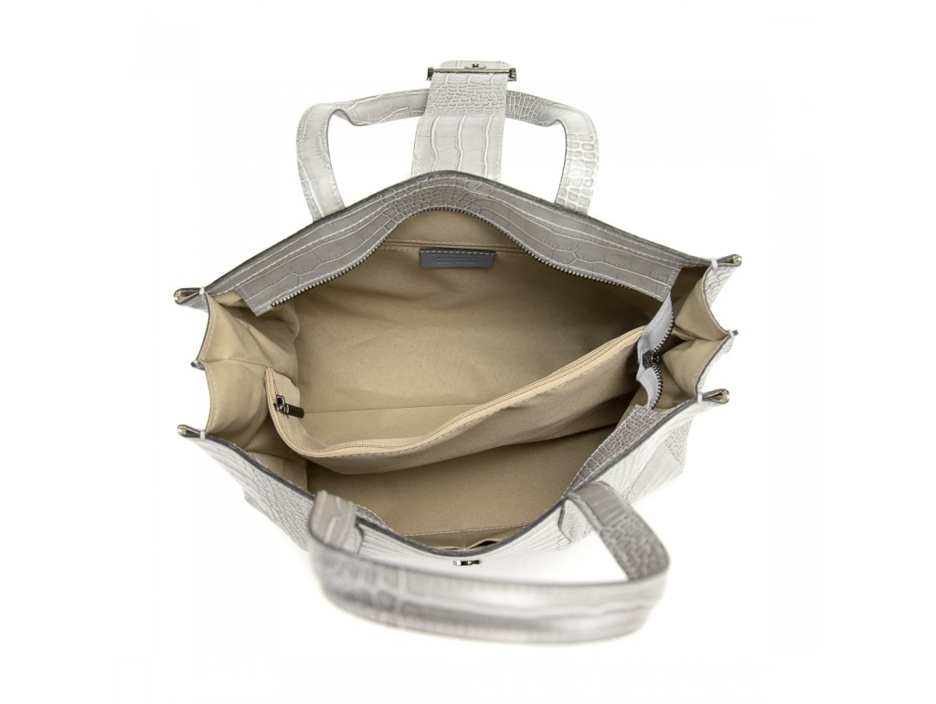 Шкіряна світло-сіра сумка під рептилію Firenze Italy F-IT-7607LG - Royalbag