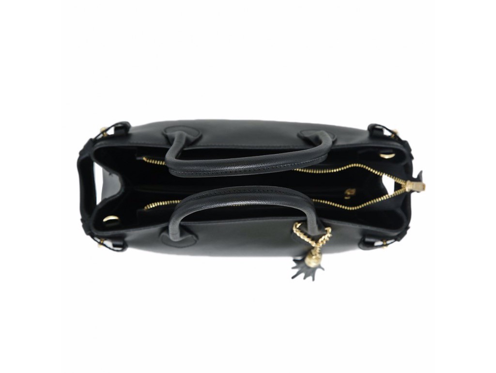 Классическая женская черная кожаная сумка Firenze Italy F-IT-7611A - Royalbag