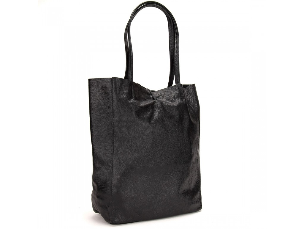 Жіноча шкіряна чорна сумка шоппер Firenze Italy F-IT-7622A - Royalbag Фото 1