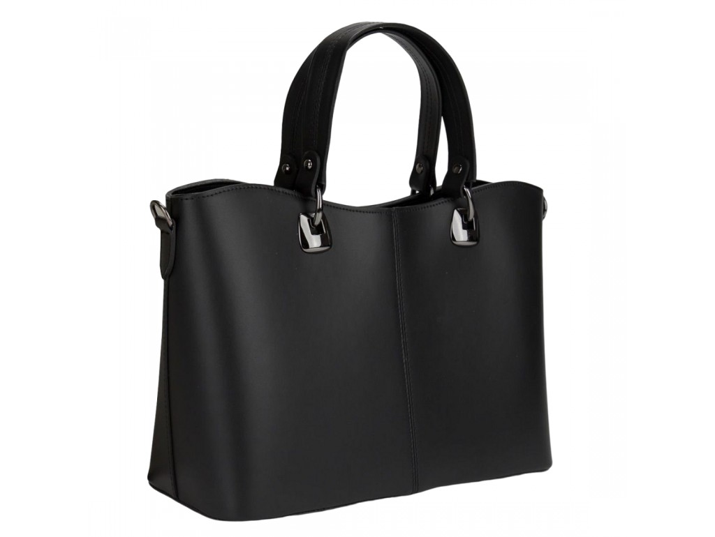 Черная кожаная женская сумка средних размеров Firenze Italy F-IT-7627A - Royalbag Фото 1