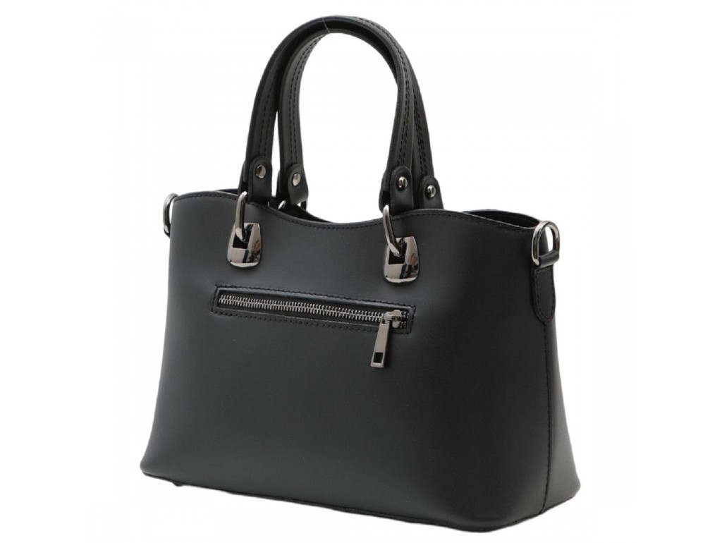 Чорна шкіряна сумка середніх розмірів Firenze Italy F-IT-7627A - Royalbag