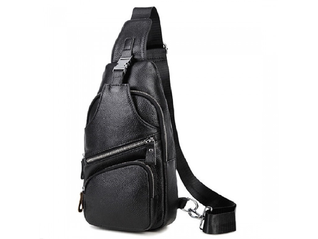 Черный кожаный слинг Tiding Bag FL-A25F-5026A - Royalbag Фото 1