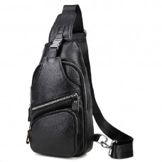 Черный кожаный слинг Tiding Bag FL-A25F-5026A - Royalbag