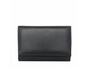 Шкіряний складний чорний гаманець Firenze Italy IT-D-1088A - Royalbag
