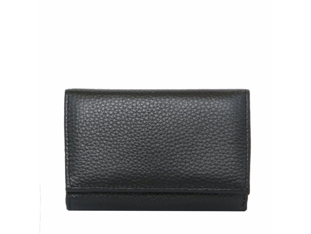 Шкіряний складний чорний гаманець Firenze Italy IT-D-1088A - Royalbag Фото 1