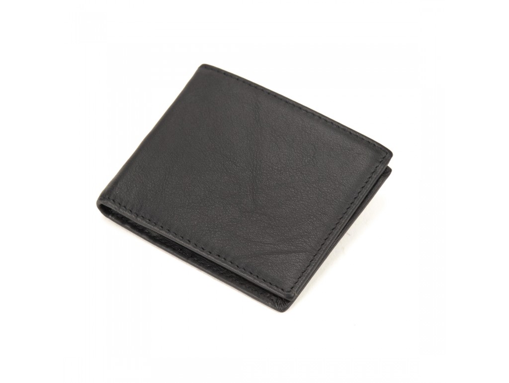 Мужское маленькое портмоне кожаное черное Tiding Bag M39-609-21A - Royalbag Фото 1