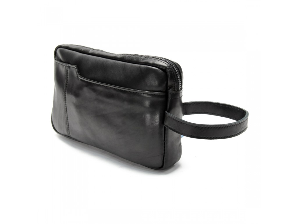 Клатч большой из натуральной кожи черного цвета Tiding Bag M39-763A - Royalbag
