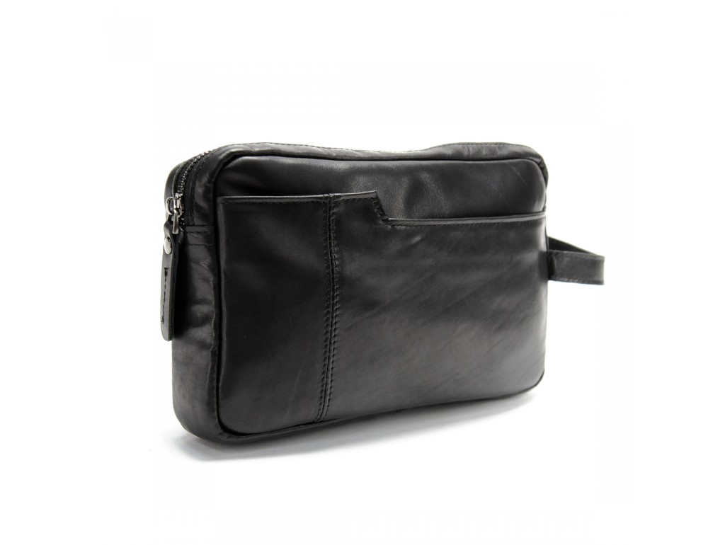 Клатч великий із натуральної шкіри чорного кольору Tiding Bag M39-763A - Royalbag