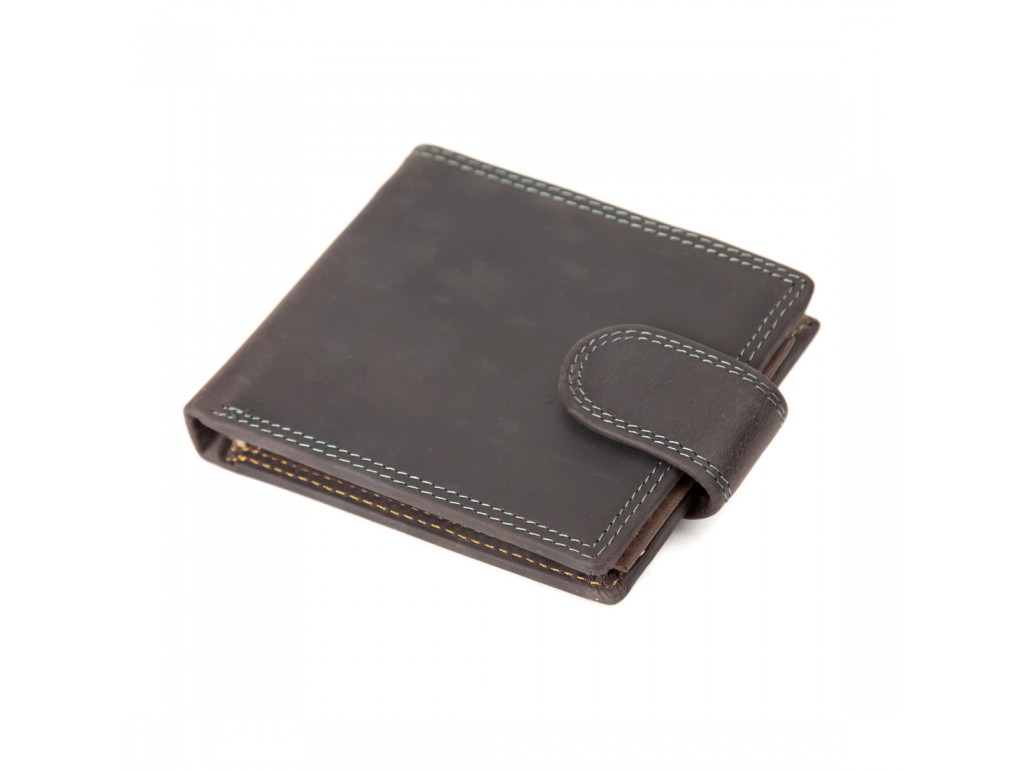 Портмоне винтажное коричневое на кнопке Tiding Bag M39-FA27DB - Royalbag Фото 1