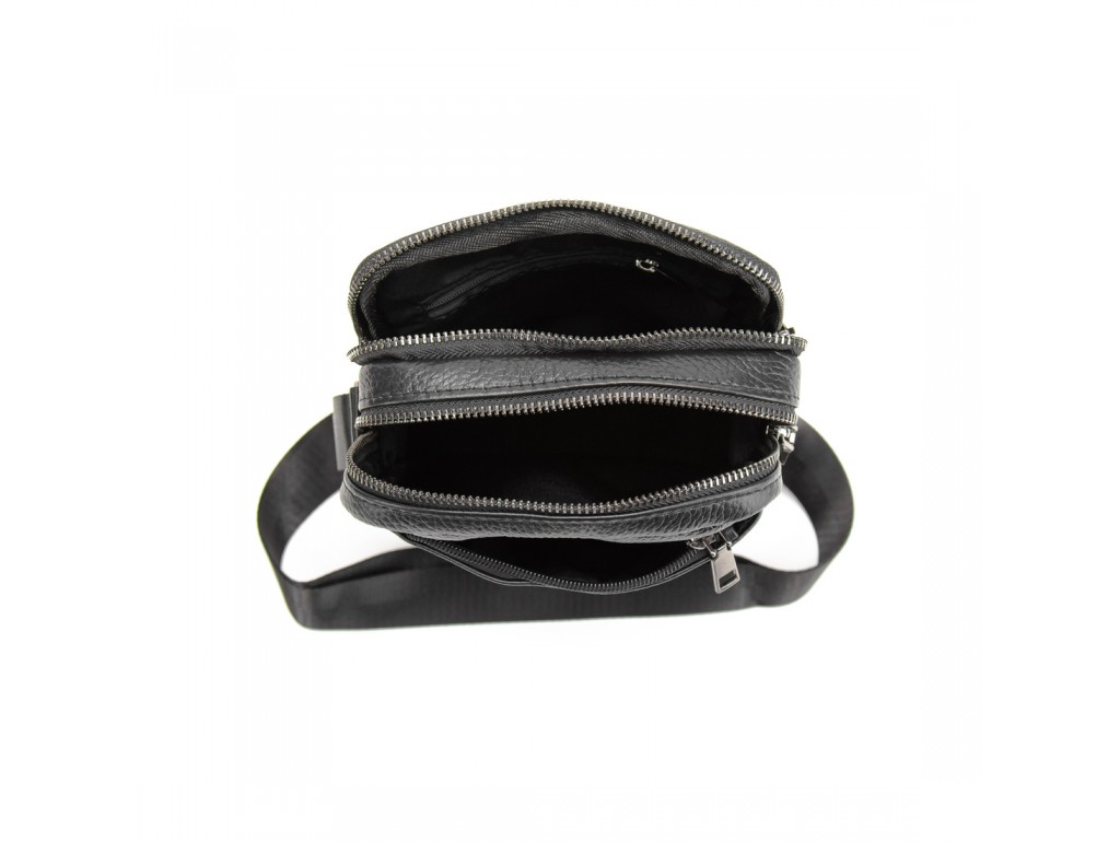 Мужской кожаный мессенджер черного цвета Tiding Bag M56-2058A - Royalbag