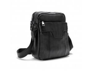 Чоловічий шкіряний месенджер чорного кольору Tiding Bag M56-2058A - Royalbag