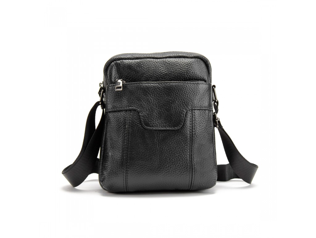 Мужской кожаный мессенджер черного цвета Tiding Bag M56-2058A - Royalbag