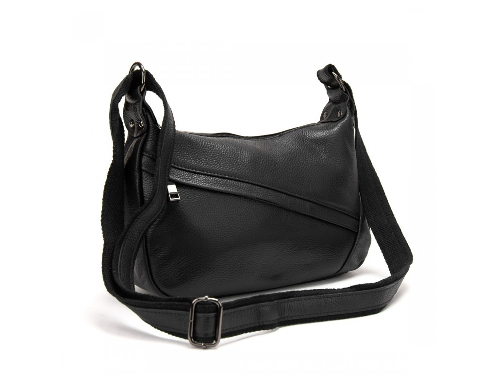 Женская черная сумка через плечо из натуральной кожи Riche NM20-W2021A - Royalbag