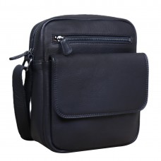Шкіряна сумка через плече в чорному кольорі Tavinchi R-3375A - Royalbag Фото 2