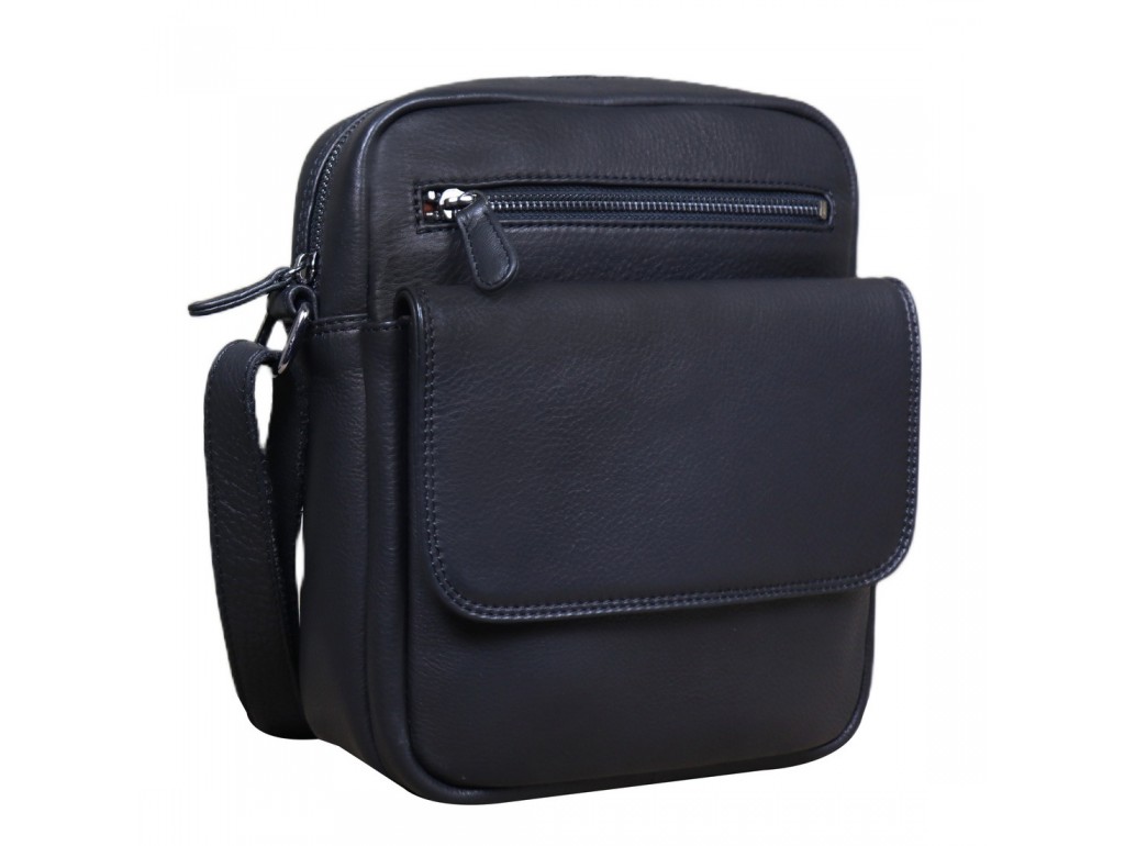 Шкіряна сумка через плече в чорному кольорі Tavinchi R-3375A - Royalbag Фото 1