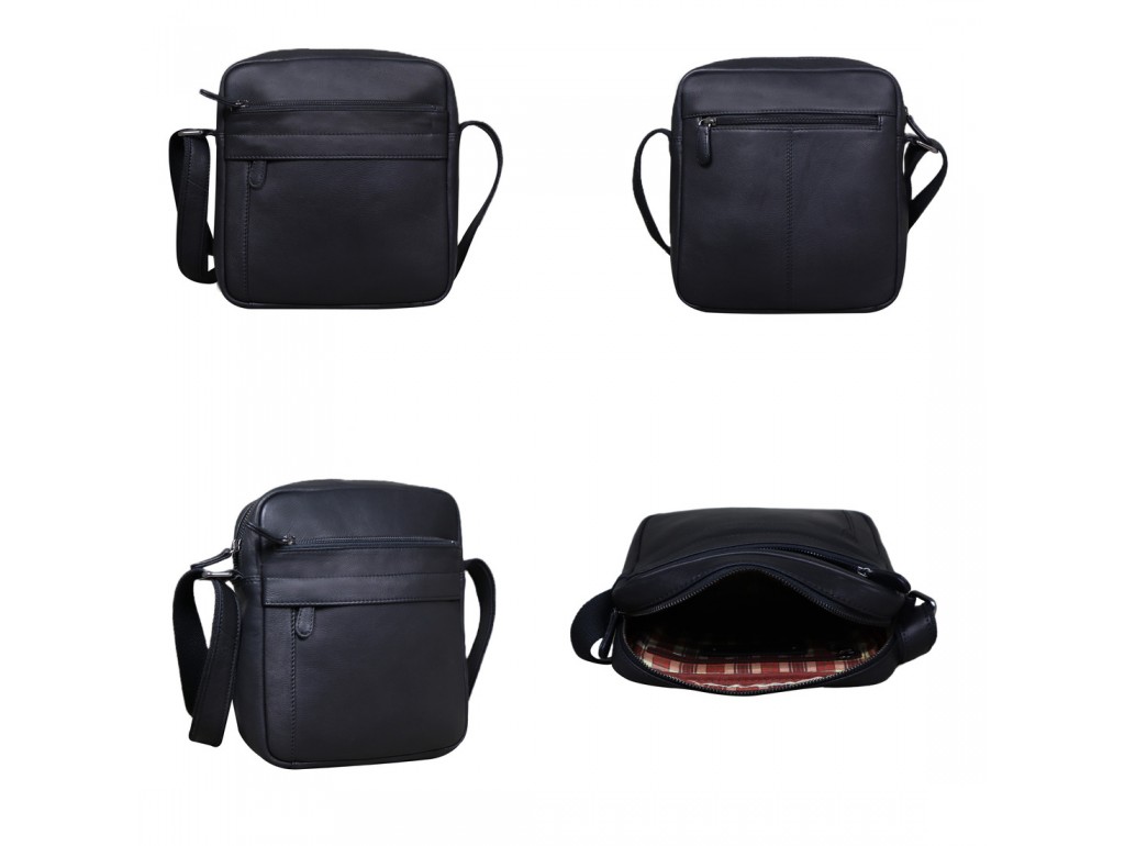 Кожаная сумка через плечо в черном цвете Tavinchi R-9885A - Royalbag