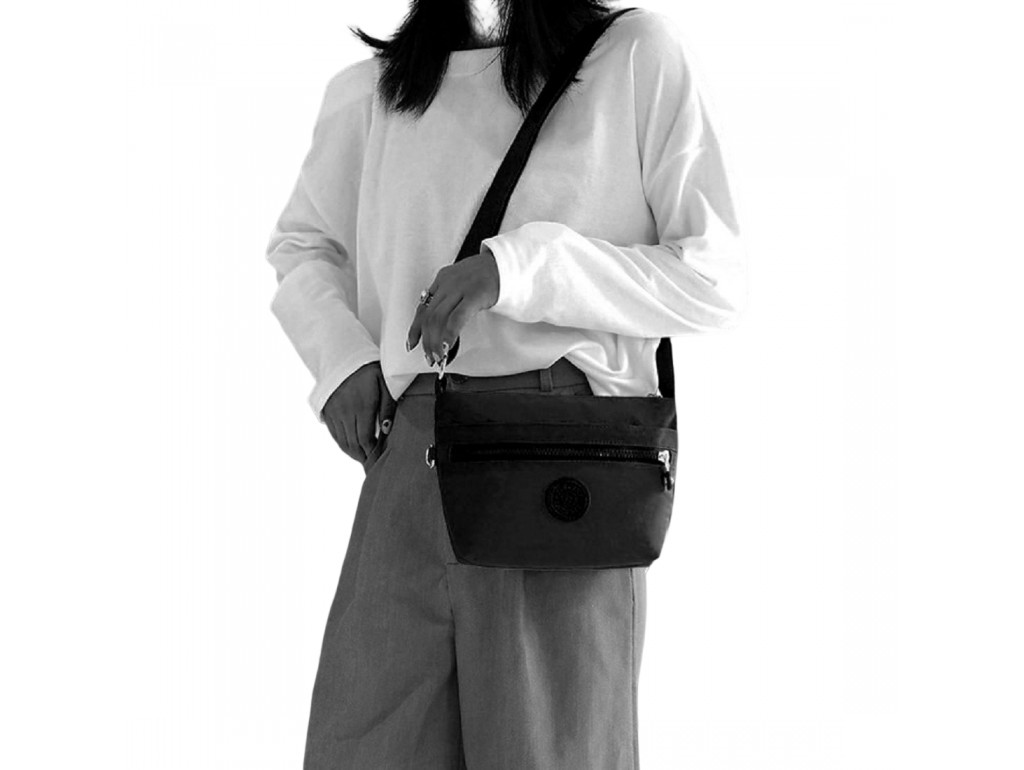 Маленькая текстильная черная сумка через плечо Confident WT-5058A - Royalbag