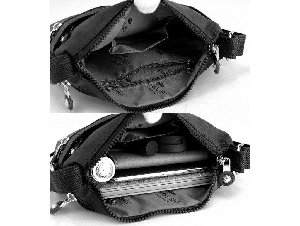 Маленька чорна текстильна сумка через плече Confident WT-5058A - Royalbag